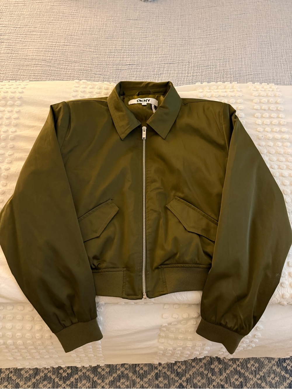 DKNY Khaki Green Zip-Up Jacket (M)